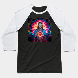 Sacred Heart Stained Glass Baseball T-Shirt